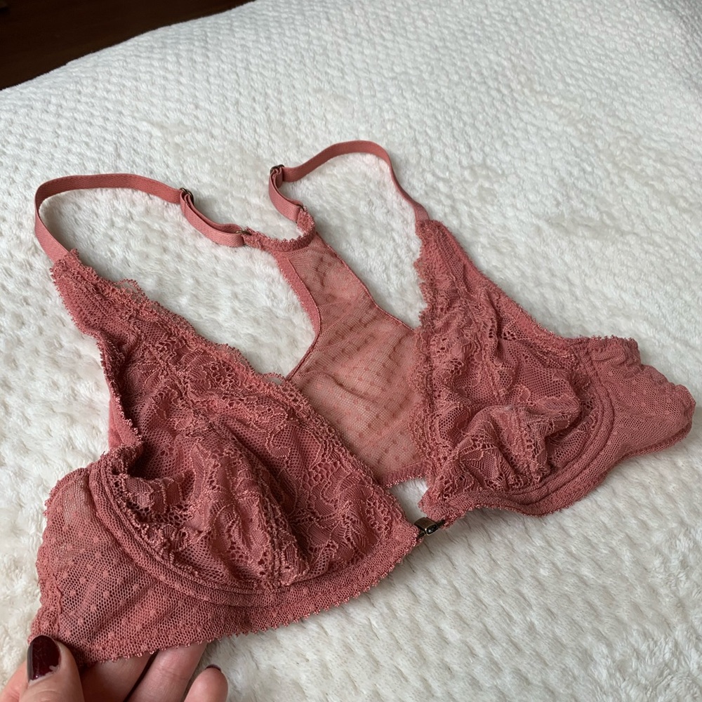 Urban Outfitters Lace Racerback Bralette Pink